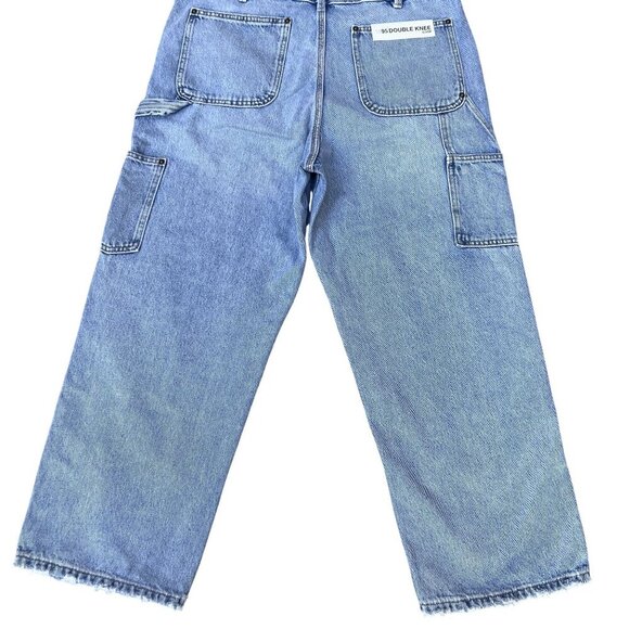 Zara NWT Size USA 34 EUR 44 Double Knee Wide Leg Utility Denim Carpenter Jeans - Picture 7 of 15